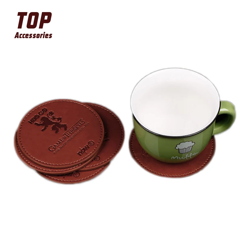 

Most Popular Custom Logo Pu Leather Cup Mats Tea Cup Mats and Coasters