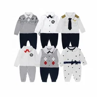 

Newborn jumpsuit white uniform long sleeve gentleman baby bodysuit for boy