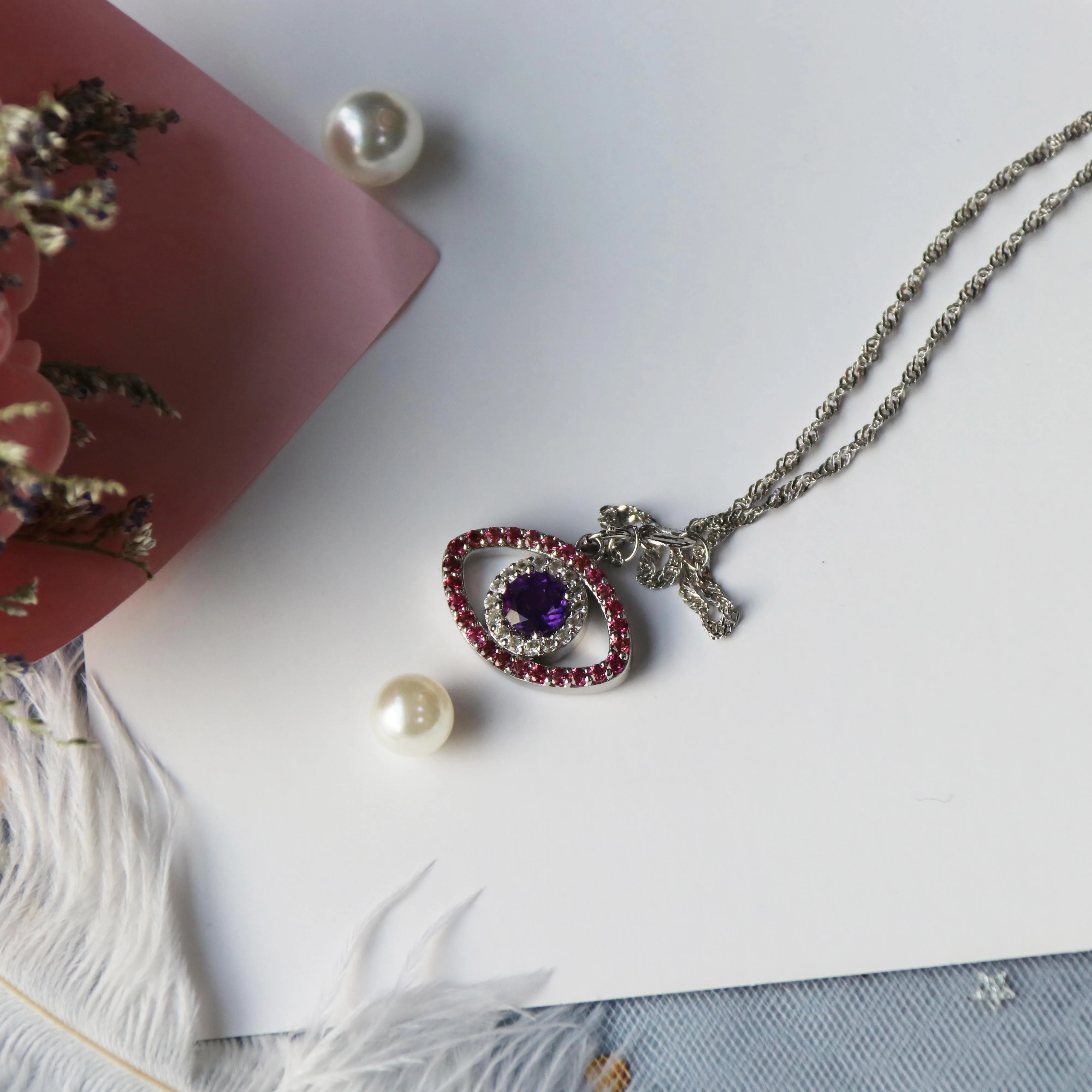 定制土耳其紫水晶邪眼项链首饰