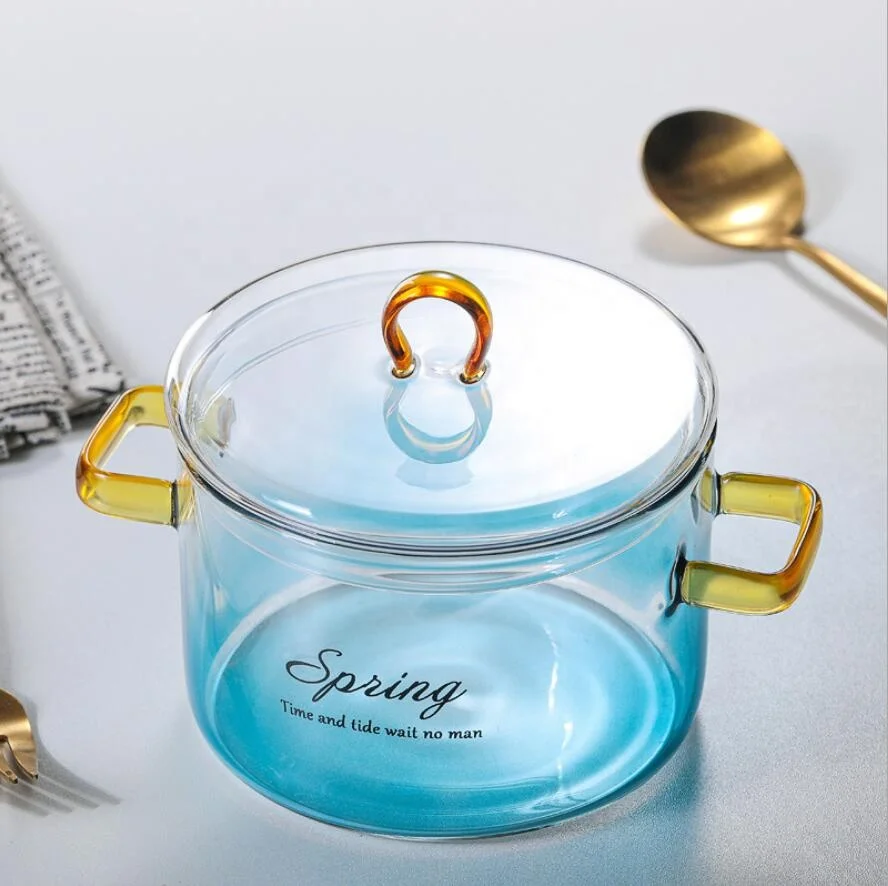 

glass kitchen casseroles cookware high borosilicate glass cooking pot with lids heat resistant luxury colorful glass casserole