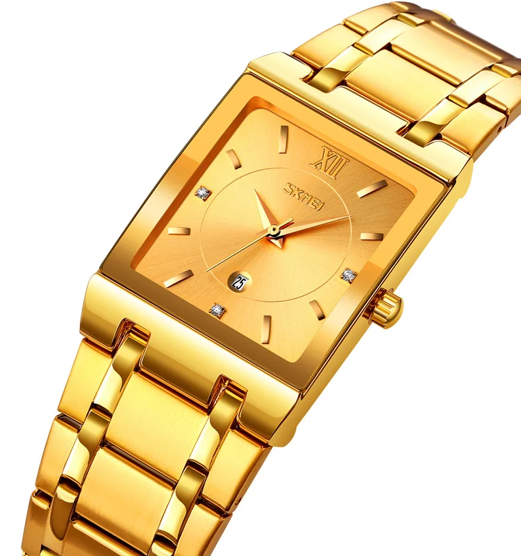 

skmei 9263 pretty 304 steel wrist watch men 3atm clock classic square face hand watch for man, 3 colors