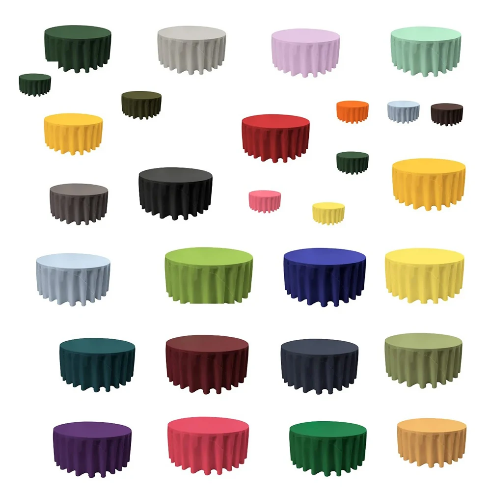 

102 inch Round Tablecloth Washable Polyester Decorative Table Cover for Wedding