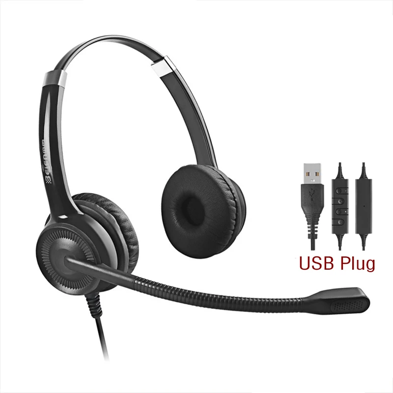 

Wholesale Wired Noise Reduction Call Center Headset USB Business Headphone With Mic And Volume Control For Computer, Laptop