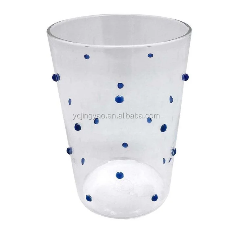 

Handmade Decorative Pippa Tumbler Heat Resistant Pyex Colored Blue Dotty Clear Hot Cold Drinking Glasses, Amber/grey/pink/clear