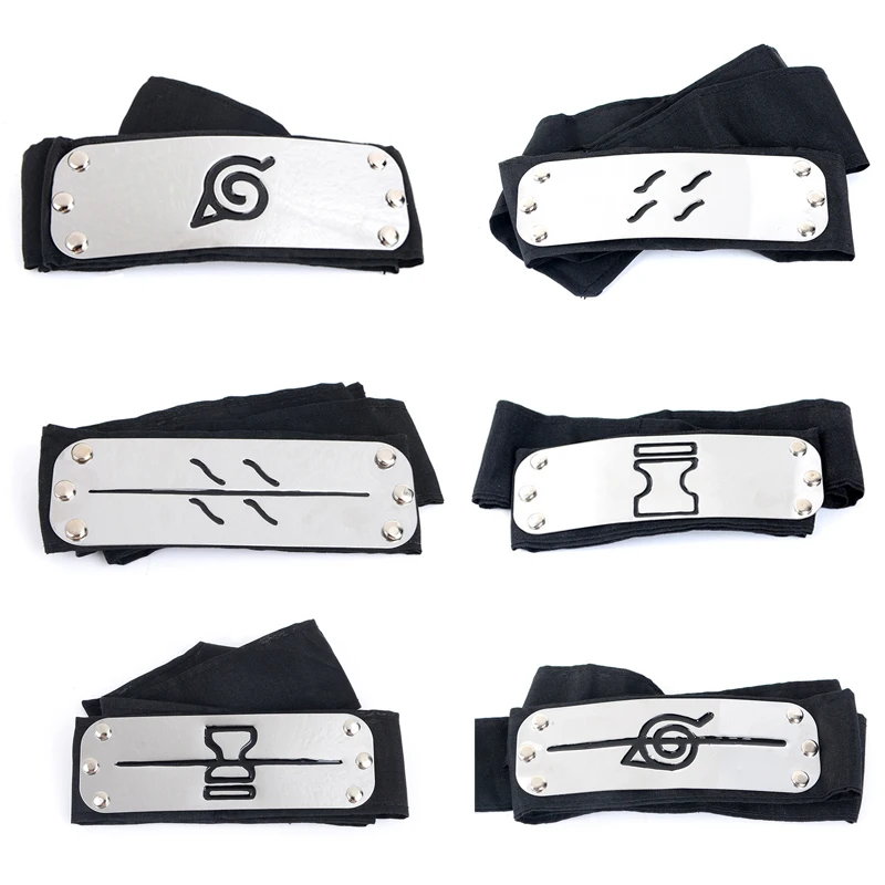 

Japanese Anime Headband Kakashi Cosplay Accessories Props Toys Uzumaki Kakash Forehead Guard Naruto Headband, Black