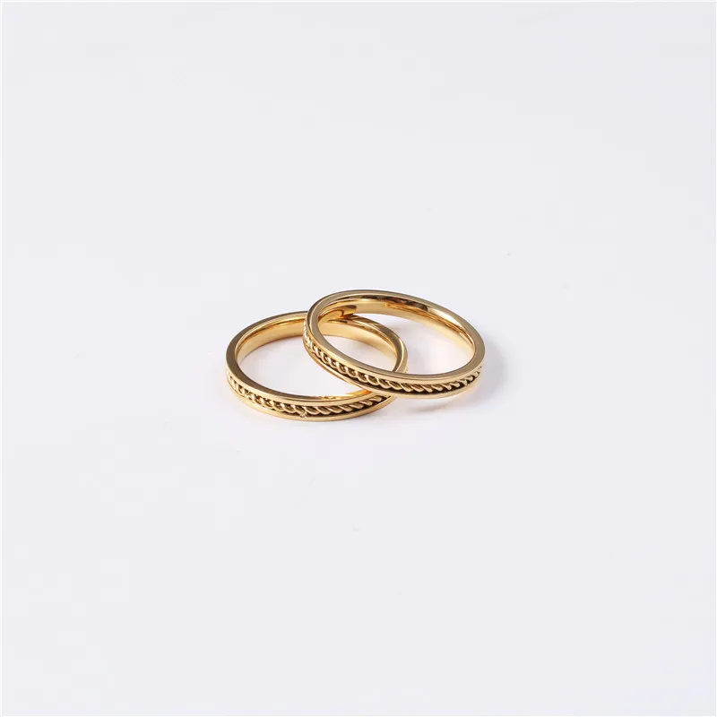 

High End 18K Plain Gold Good Fortune Weaving Grain Rings bulk Jewelry