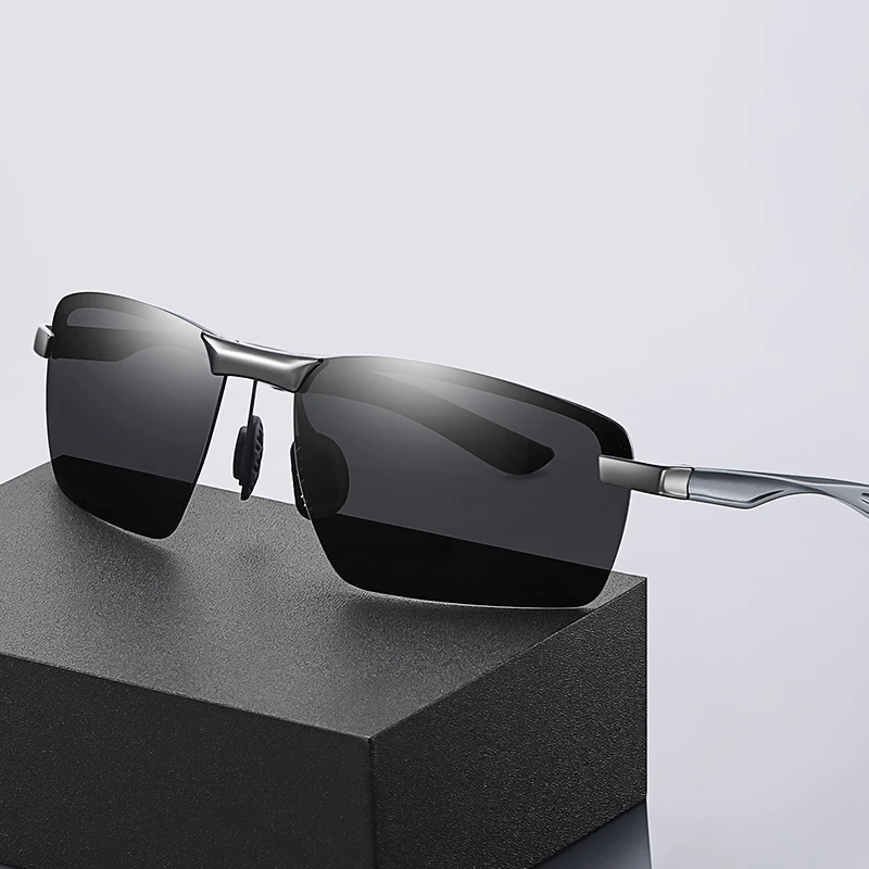 

2021 gafa de sol Aluminum & Magnesium Custom Logo Polarized Half Rim Sports Sunglasses for Men