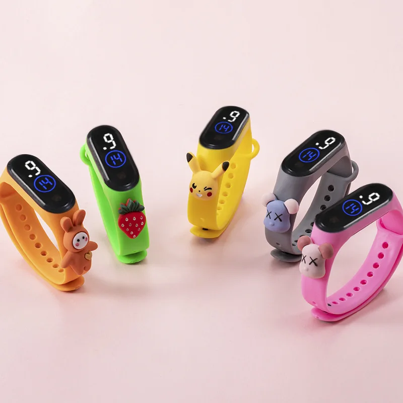 

Factory direct sale waterproof doll electronic watch children soft blue and white light cartoon led watch touch digital watch, Diverse color avaiable