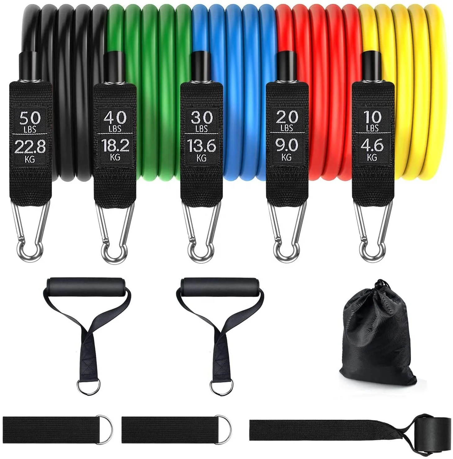 

Customized Home Gym Strong Rubber Stretch Fitness Exercise Training Tube 11 pcs Set Latex Resistance Bands, Customized color ,optional
