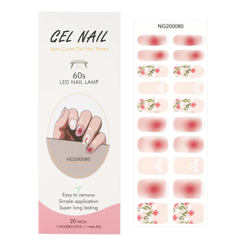 

Huizi nail supplier Korea Semi cured gel nail wraps non-toxic solid color self-adhesive full gel nail sticker