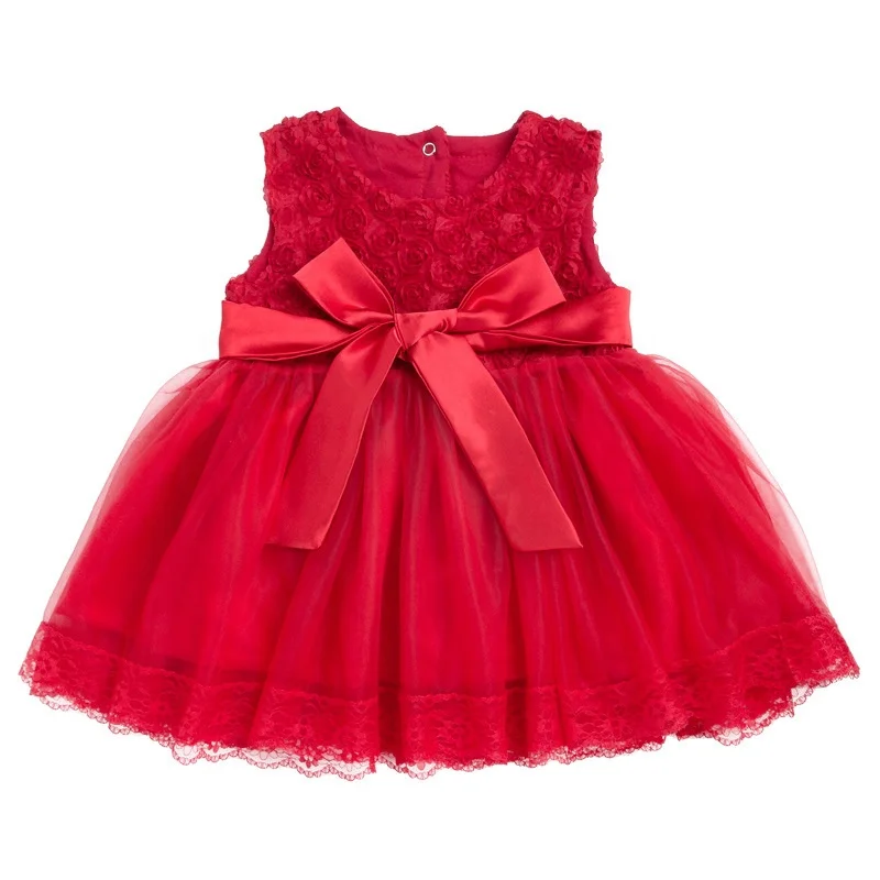 

Lace Flower Pattern Birthday Tutu Dress Baby Girl Party White Dress, Pink, red, white