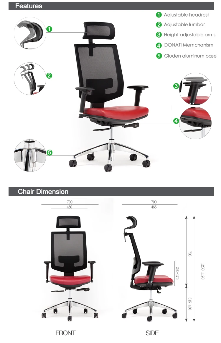 Cheemay modern ergonomic mesh executive office chair with highback headrest