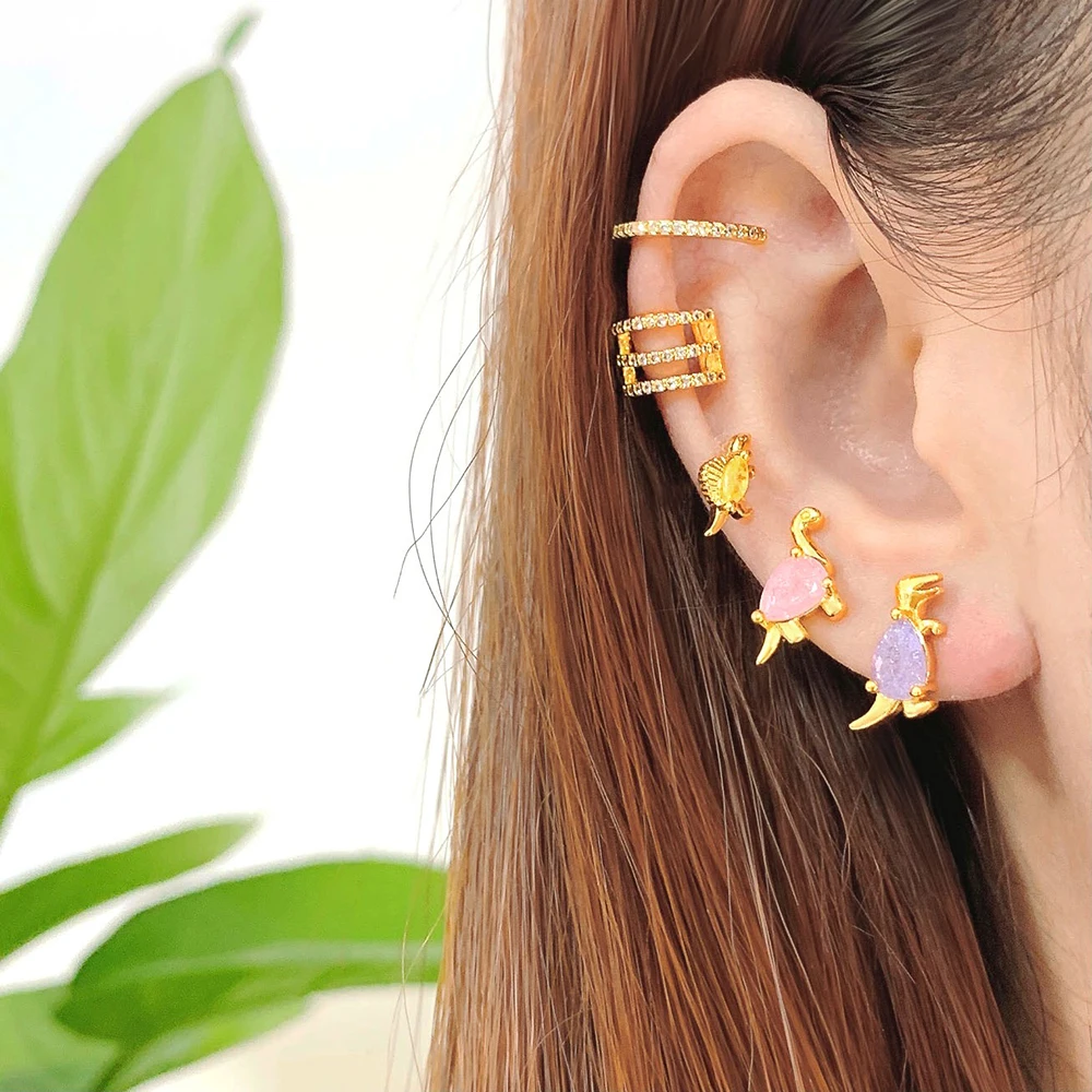 

animal small zircon dinosaur stud earrings
