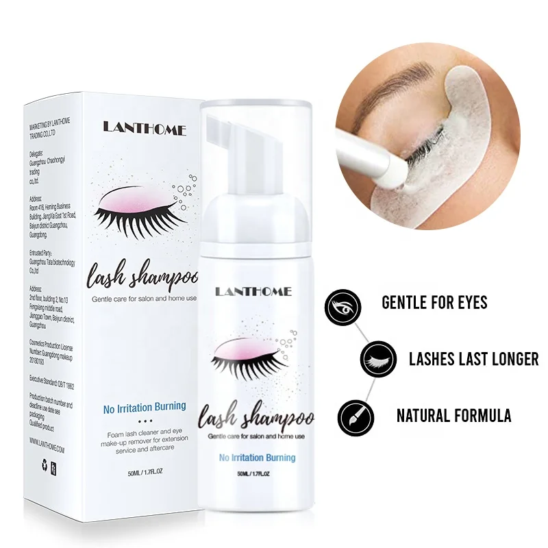 

Lanthome New Design Wholesale Professional Lash Extension Eye Makeup Remover Vegan Eyelash Shampoo Lash With Brush