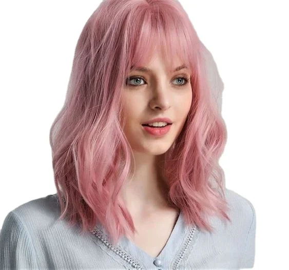 

Best Price Synthetic Wig Lolita Medium Ombre Bob Wig With Bangs Cosplay Water Wave Synthetic Hair Wigs For Women American Style