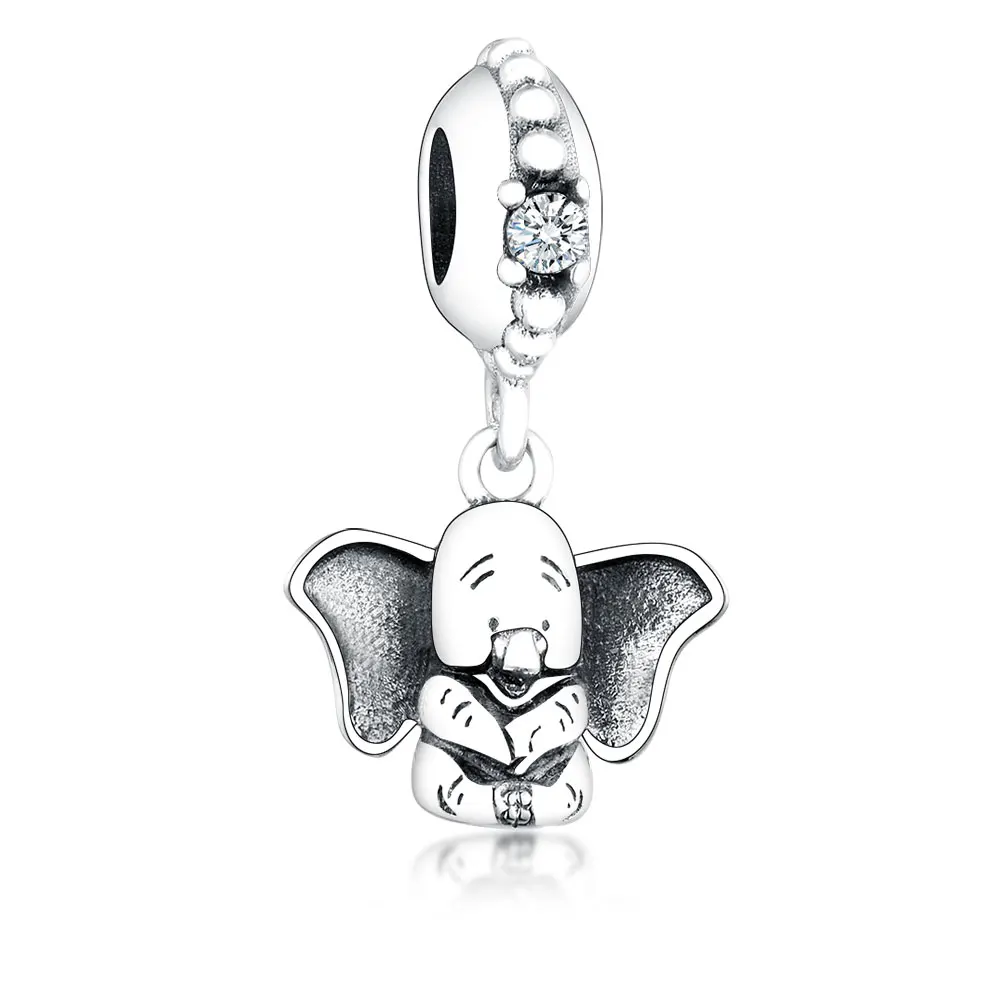 

High Quality Animal Pendant Wholesale 925 Sterling Silver Stunning Lucky Elephant Dangle Beads Charm For Making Jewelry