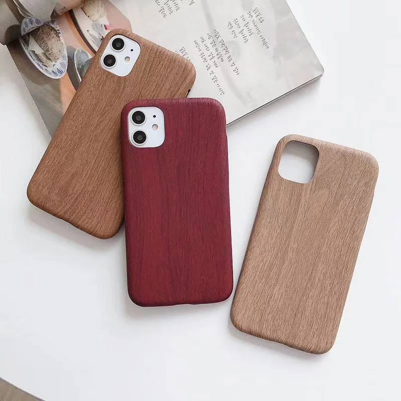 

New Design Wooden Pattern Soft TPU Phone Case Ultra Thin Wood Back Cover For iPhone 12 Pro Max Mini, Mix colors