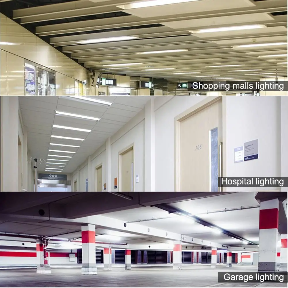2x 4ft 1200mm Slim LED Wide Ceiling Tube Light Wall Lamp Office Warehouse Park 