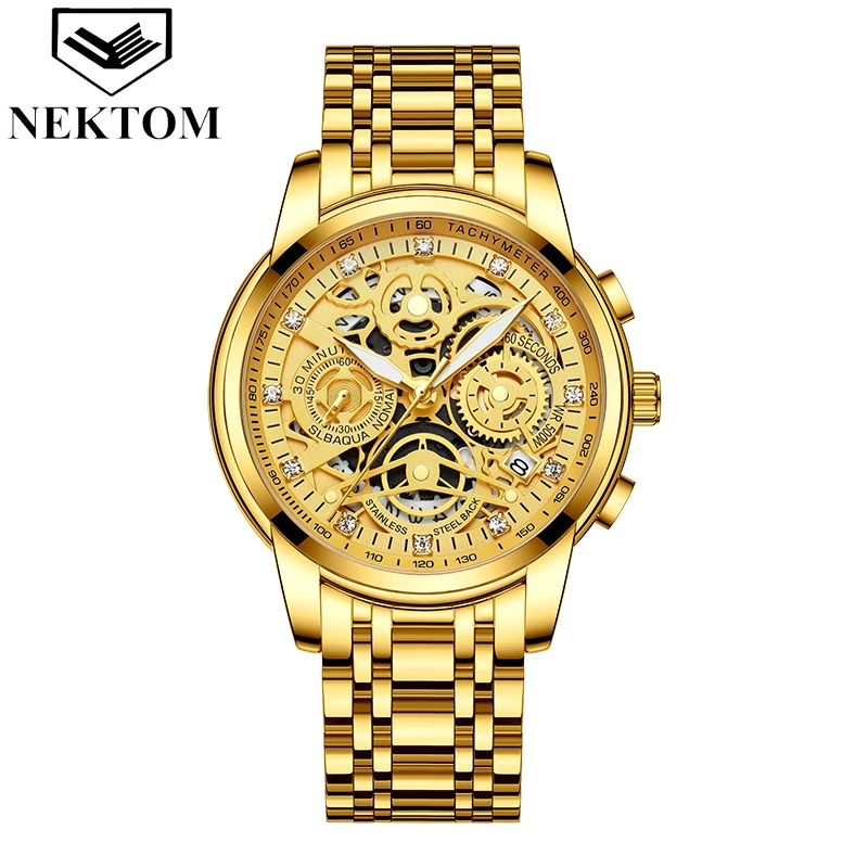 

NEKTOM New Hollow Fashion Large Dial Men's Watch Multifunction Calendar Sports Watch Waterproof Quartz Watch