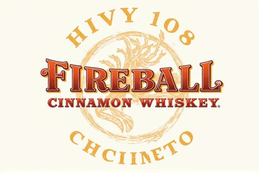Fireball Cinnamon Whiskey bottle showing complete packaging with logo prominently displayed on front label