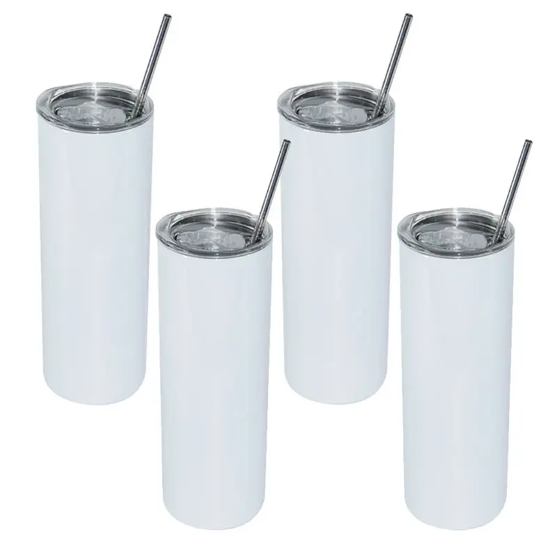 

Skinny Straight Stainless Steel Insulated Tumblers 6 Pack White Double Wall Insulated Tumblers With Lids And Straws