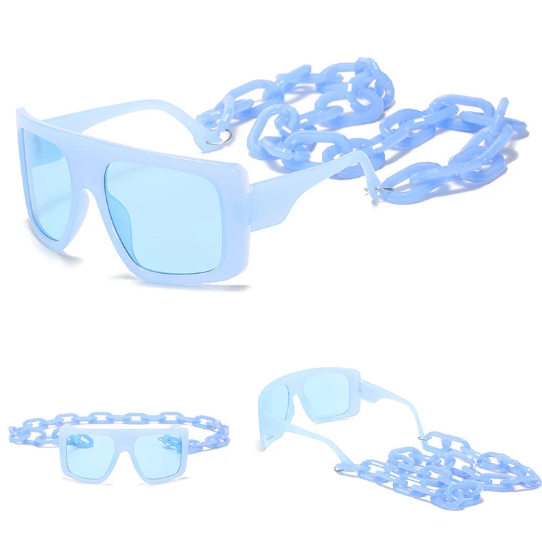 

BOOM Fashion Square Shaped Functional Chain Accessoried Sunglasses 2021