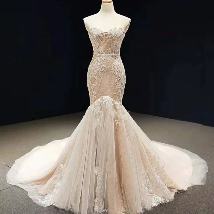 Jancember RSM66349 Real 2020 summer lace applique vestidos de novia mermaid sexy wedding dresses