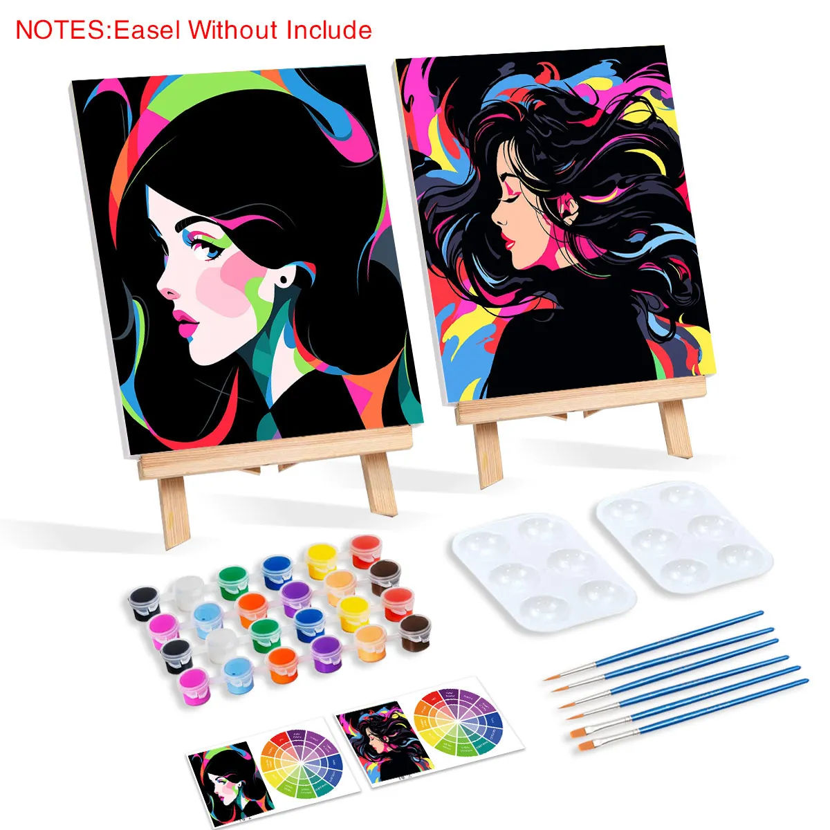 2pcs Pre-Drawn Canvas Painting Kits DIY Handmade Gift Framed Printed Still Life for Adults Party Decor