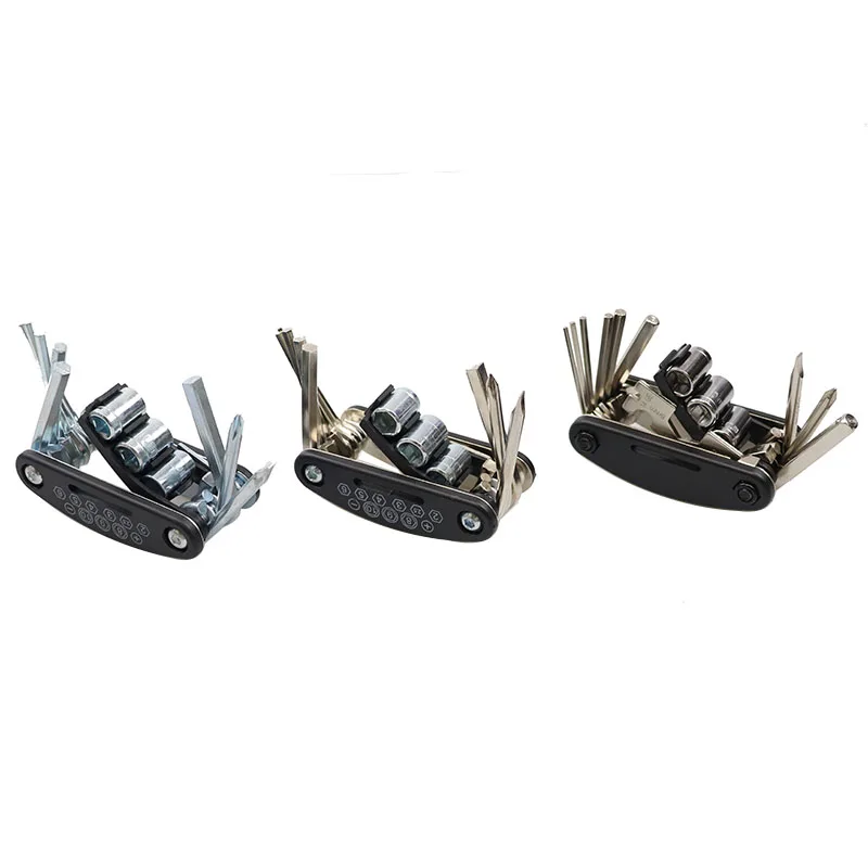 

Compact Design Sturdy Bike Multi Tool Bicycle Wrench Repair Flat Screwdriver Tools Set Multitool Full Multi-function Kit, Black & custom color