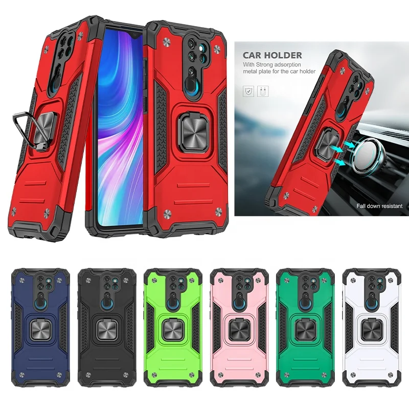 

Phone Accessories Ring Holder Kickstand Magnetic TPU PC Cell Phone Case For Redmi Note 8 Pro, Multi colors