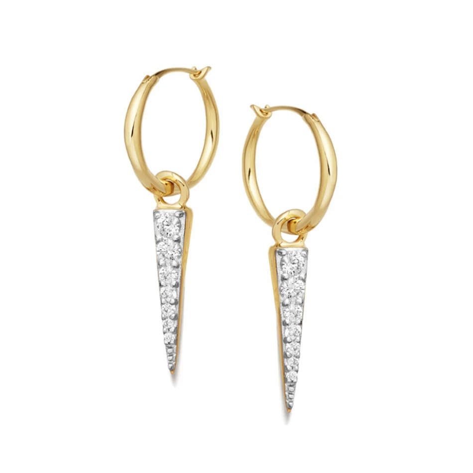 

Nagosa Fashion Woman Earrings Jewelry Brass Gold Plated Cubic Zircon Spike Dangle Hoop Earrings