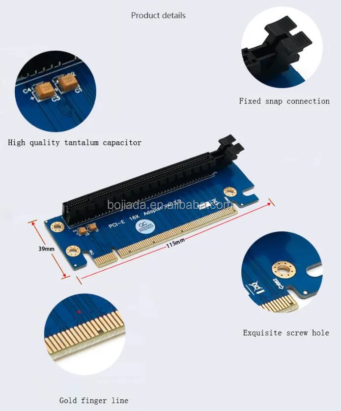 pciエクスプレスpci-e 16xスロットアダプターのライザーカード90度1u