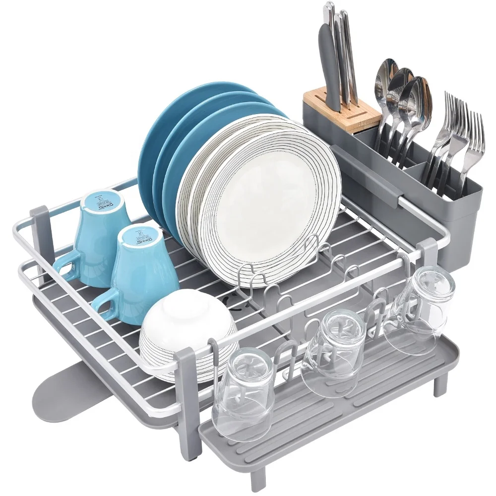 

Amazon aluminum dish rack holder kitchen stand large storage plate multifunctional rack dish drainer drying rack for dishes, Customized