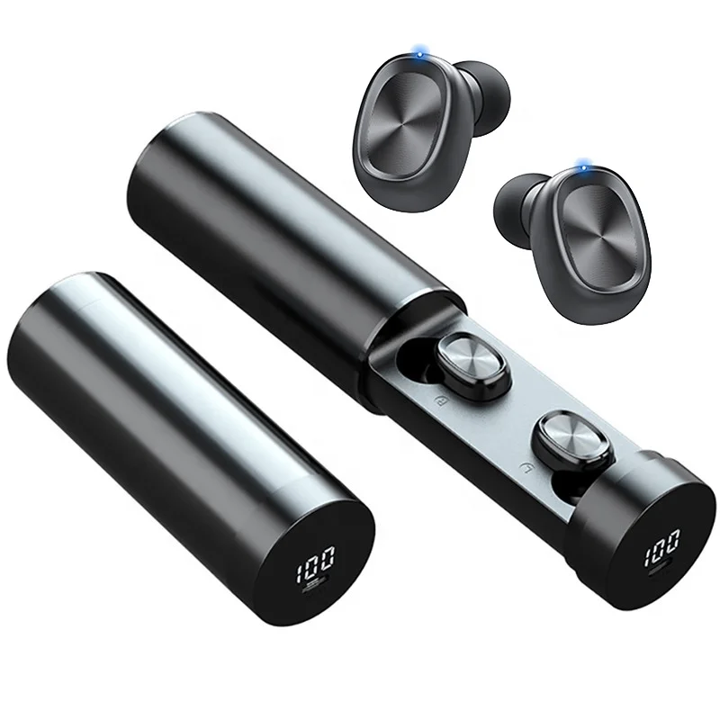 

TWS blue tooth earphone wireless headphones earbuds with charging case push-pull