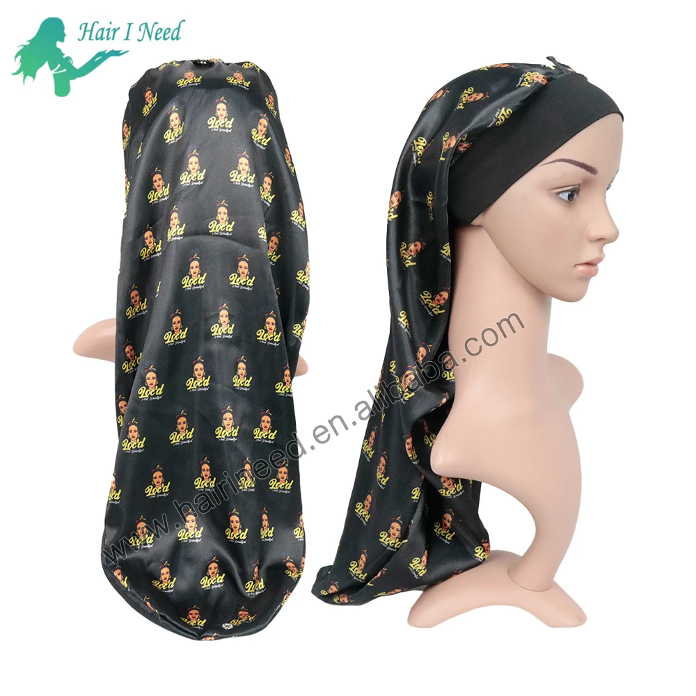 

New Style Long Hair Satin Bonnet Sleeping Cap With Button All Over Snap Bonnet