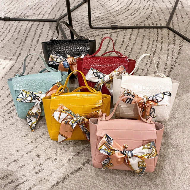 

Wholesale Crocodile Pattern Bow Silk Scarf Mobile Phone Bag Shoulder Messenger Handbag For Women, Customized color