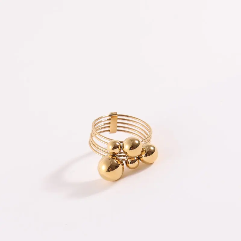 

Joolim High End 18K Gold Plated Multi-layer Grape Beads Band Rings for Women Finger Ring Wholesale