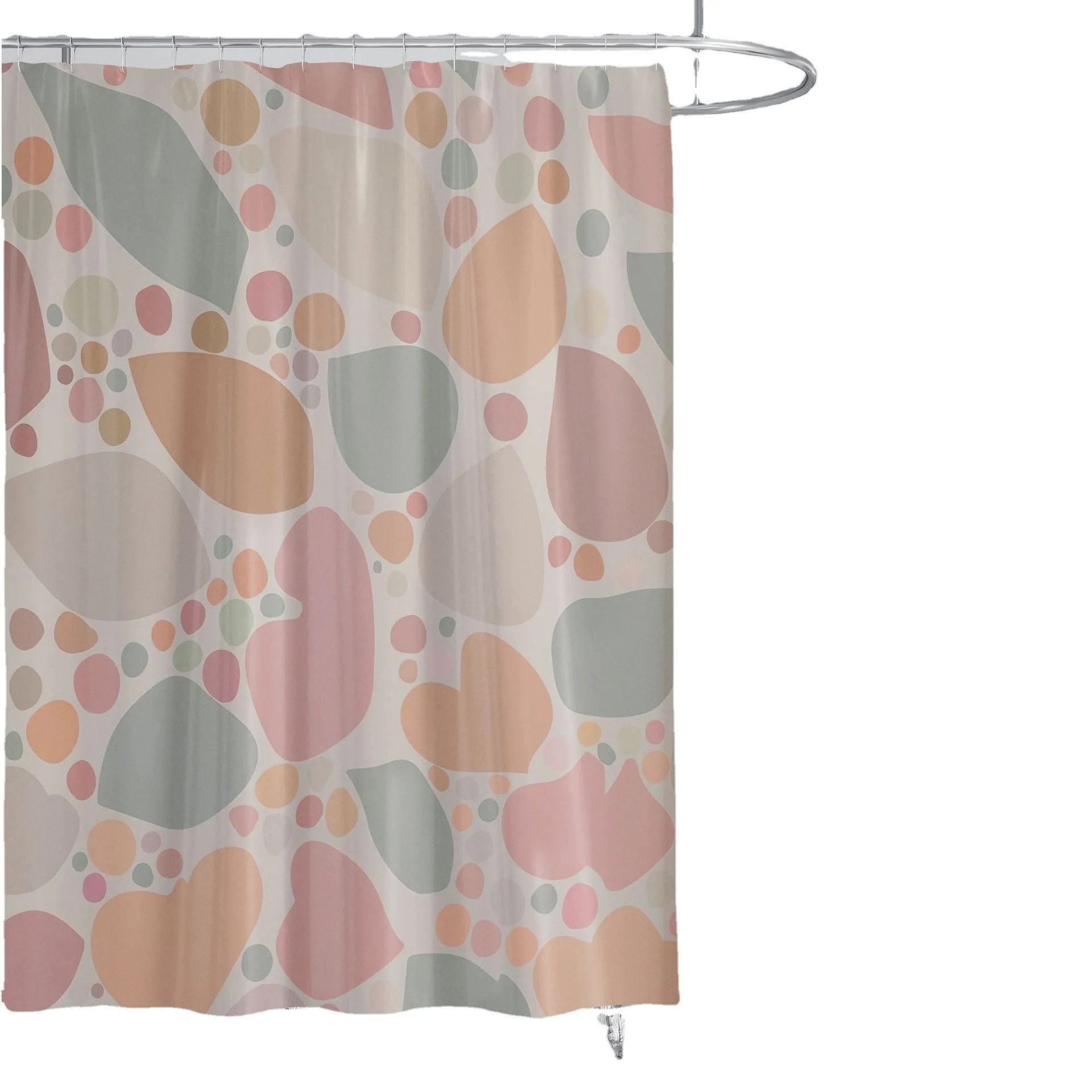 

wholesale hot sale manufacturer fresh flowers bathroom waterproof shower curtain hand-painted printing pvc shower curtain, Picture color