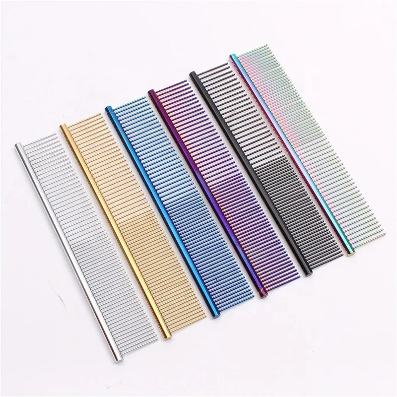 

Colorful Piano Paint Professional Anti-Corrosion Grooming Comb For Dogs Cats Tapered Stainless Steel Pins Pet Grooming Supplies, Customized color