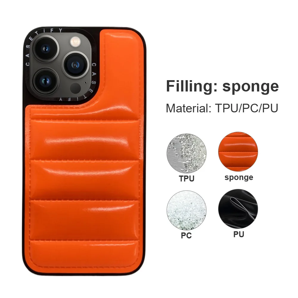 

The Puffer Case TPU PC PU Mobile Phone Case For iPhone 11 12 13 Pro Max X XR XS Xmax 7 8 3D Down Jacket Design