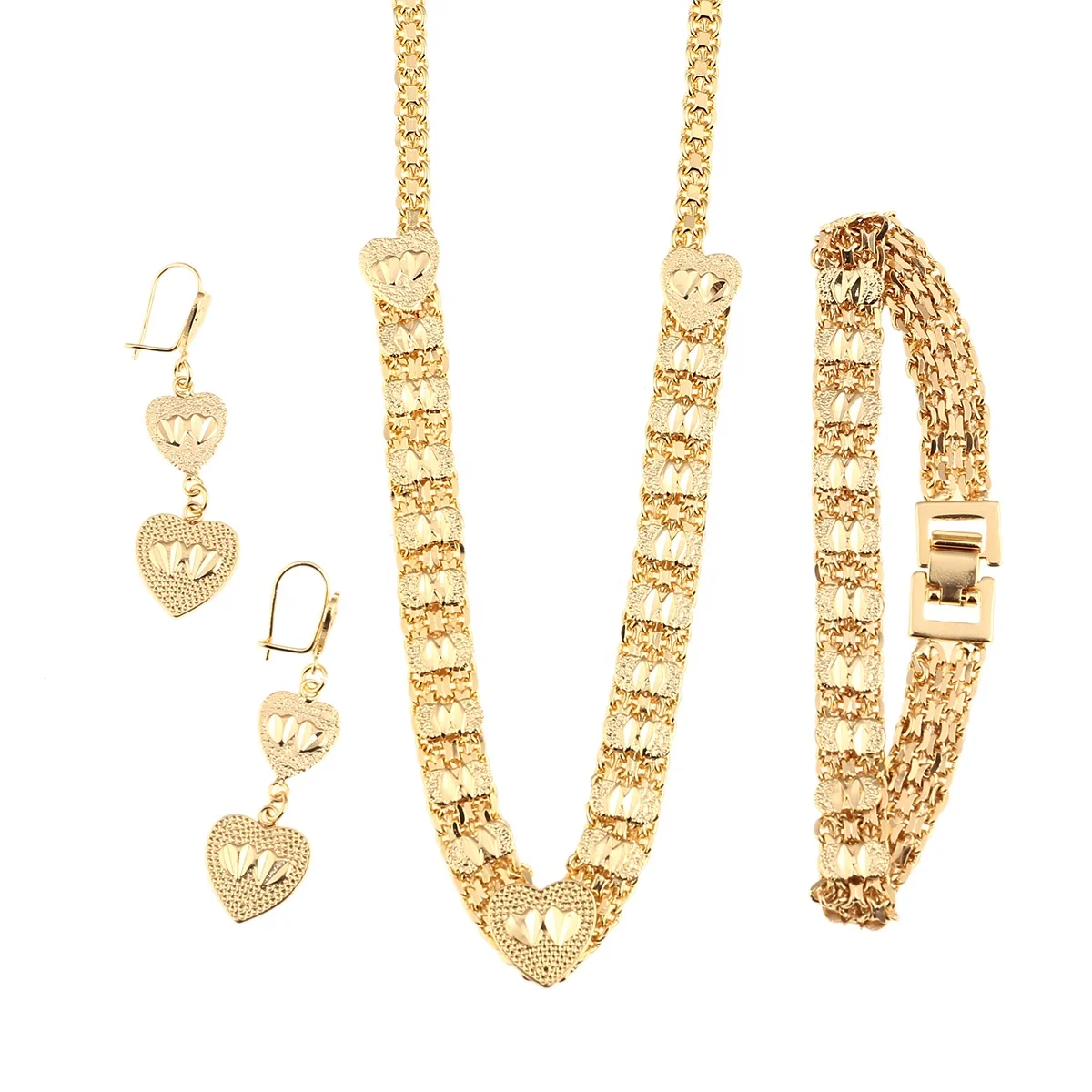 

Ethiopian Gold Color Egyptian Indian Saudi African Girls Women Trendy Heart Jewelry Set