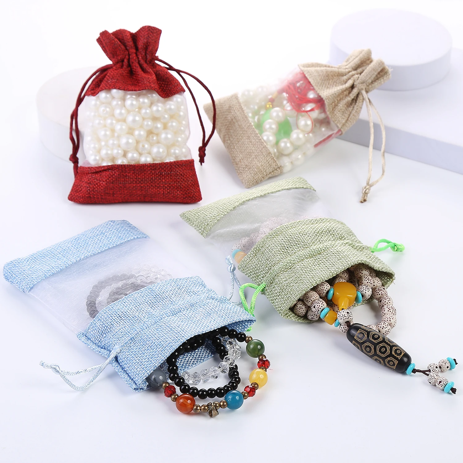 

Jewelry Bags Drawstring With Window Hot Sale 15*20Cm Small Makeup Bags Jewelry Bags Wholesale In Stock, 6 color options