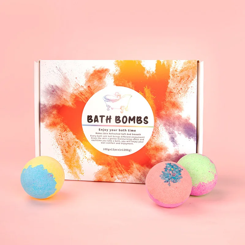 

12pcs explosive salt ball gift box various fragrance bath ball processing OEM customization bath bombs