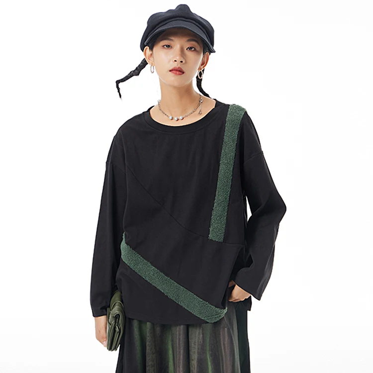 

Loose Blouse Spring New 2022 Snowflakevelvet Shirt Wholesale Plus Size Women Casual Girl's Shirts Asymmetric Design 65213