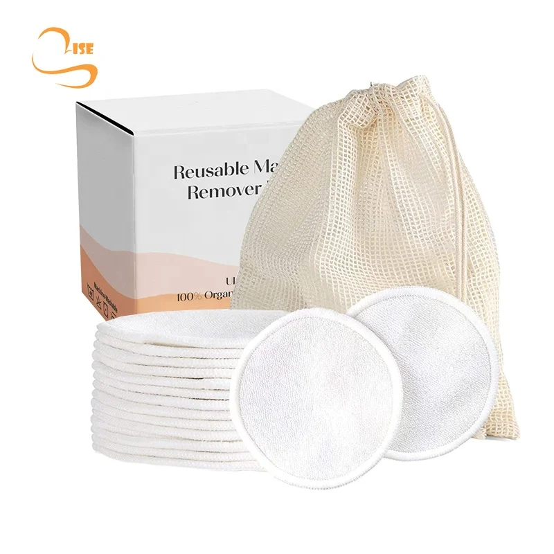 

3.15" Round Soft Reusable Bamboo Terry Cleansing Pads Laundry Bag Eco Friendly Makeup Remover Pads Costum