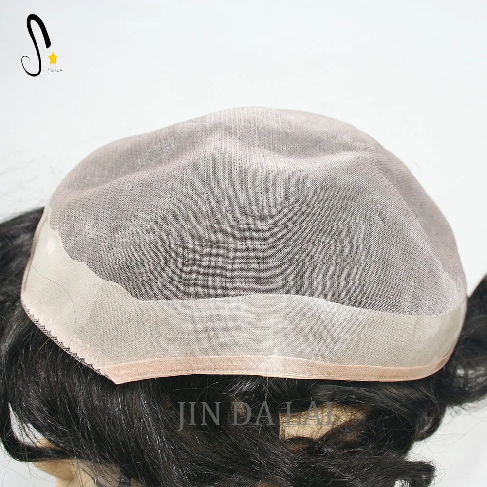 

Stock Off Black Human Hair Patches Men Toupee with Scalopped