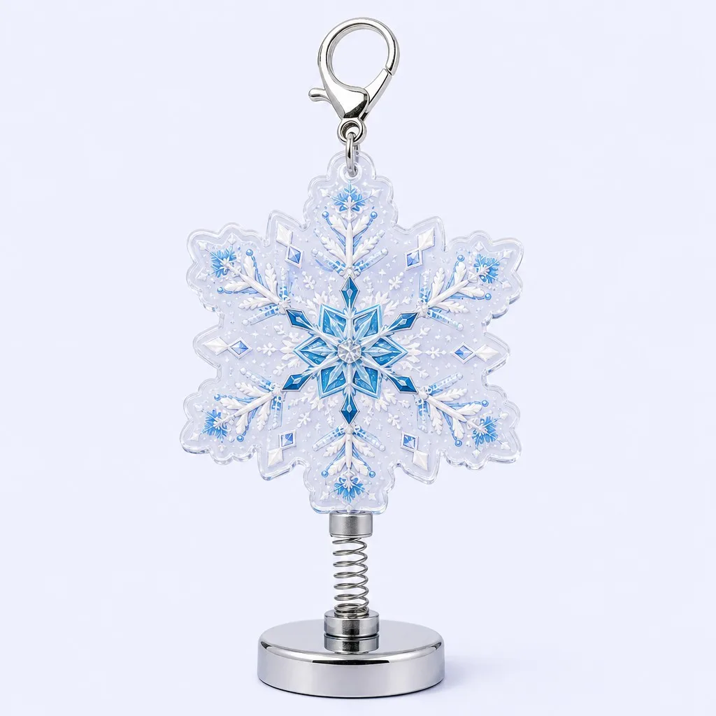 Geometric Winter Snowflake Spring Keychain