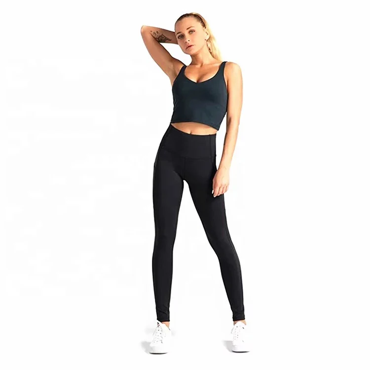 

Wholesale 2021 new design workout clothing sport women Gym athleisure High Waist Fitness leggings Women Yoga Pants with pockets, 4 colors