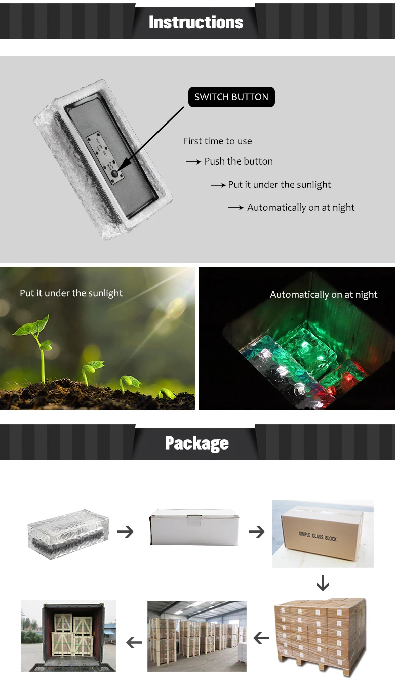 Solar Brick Light High Brightness Frosted Glass