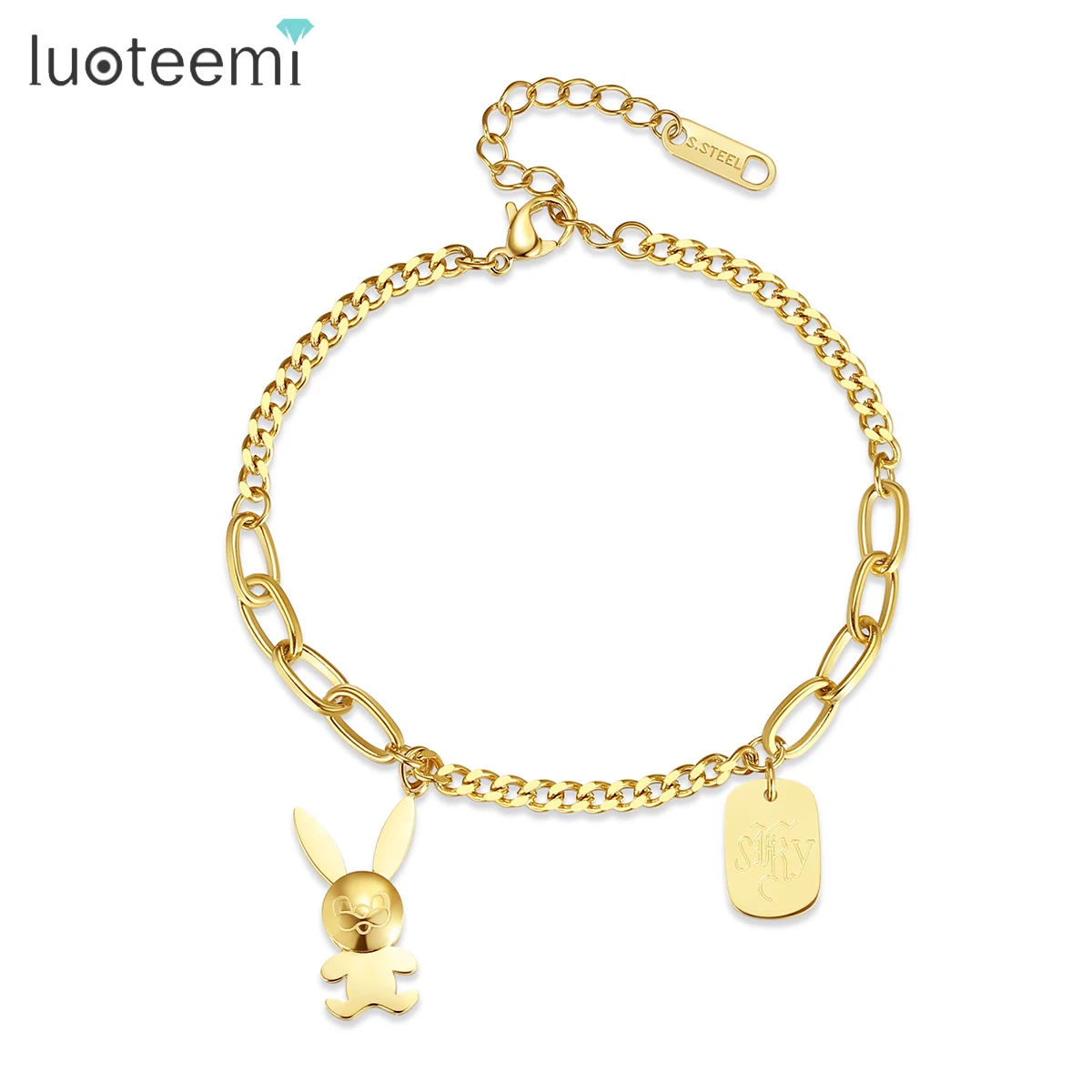 

SP-LAM Girl Charm Animal Adjustable Stainless Steel Jewelry Fashion Charm Woman Cute Bracelet